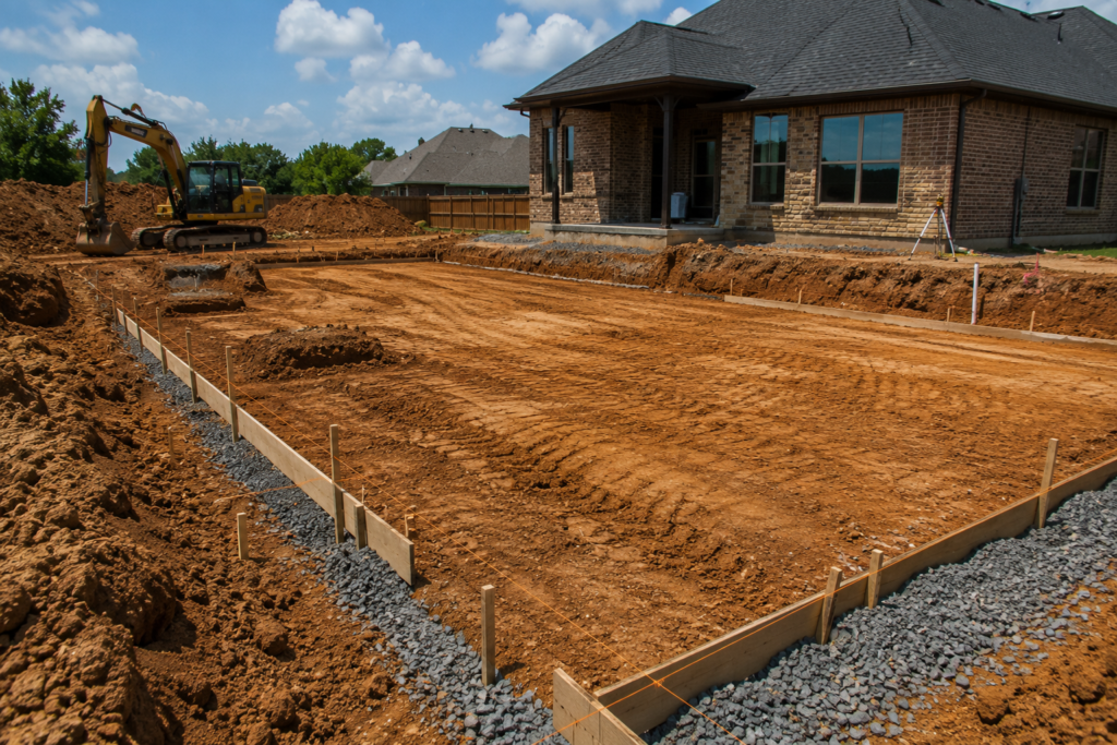 residential home site preparation for concrete construction